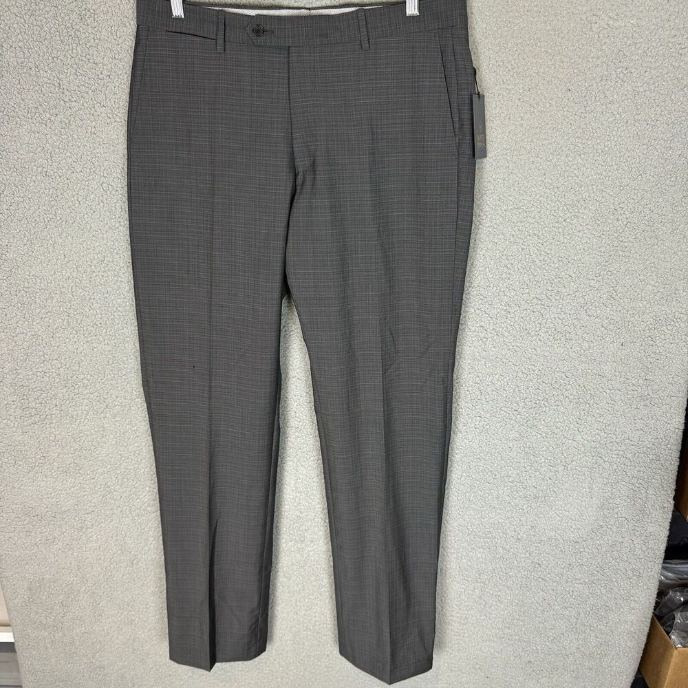 Monte Rosso Pants Mens 34x32 Grey Flat Front Wool Pants Italy Front‎ Pockets